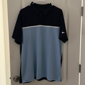 Nike Golf DriFit Blue white stripe Mens XL Short Sleeve Polo